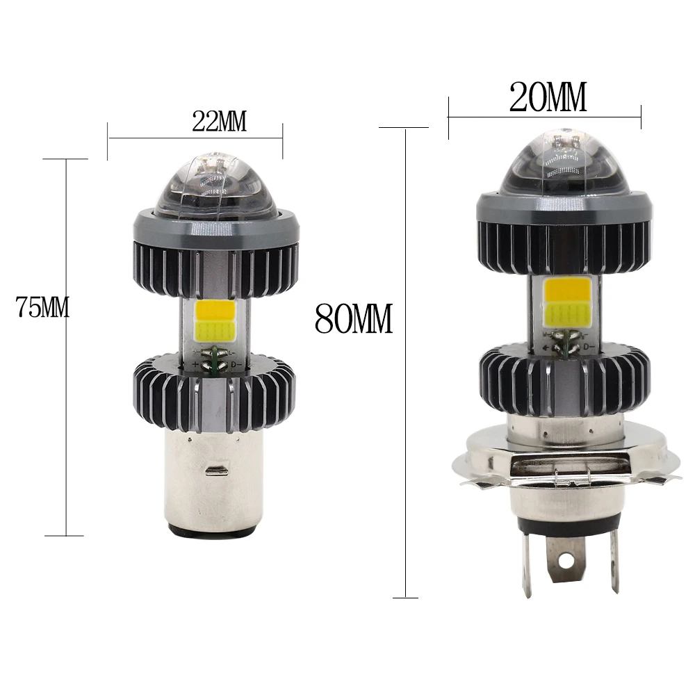 Фото H4 BA20D P15D светодиодные лампы для мотоциклетных фар 6000k Hi/lo Beam Moto LED Scooter ATV аксессуары противотуманные фары желтый белый №2