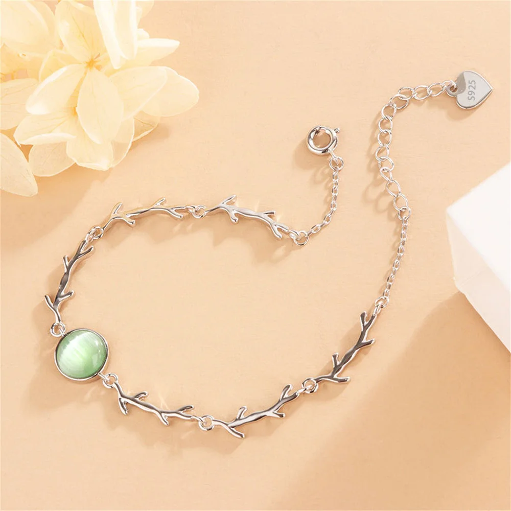 

Opal bracelet 925 silver thorn branch bracelet female niche design online celebrity girlfriends bracelet ins adjustable