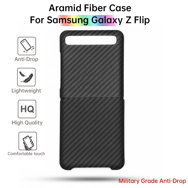 

For Samsung Galaxy Z Flip Aramid Fiber Protective Case Anti-Fall Mobile Phone Cover Ultra-Thin Anti-scratch Carbon Fiber Shell