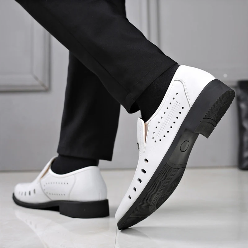 2024 Летняя обувь из натуральной кожи мужские сандалии белая плоская мягкая