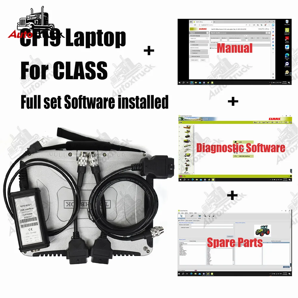 

Ноутбук CF19, полный комплект для CD CLAAS + запасные части + ручной CANBUS MetaDiag класса сельского хозяйства, инструмент для диагностики строительства