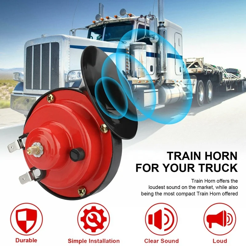 

12V Universal Electric Snail Train Horn Super Loud Waterproof Horns Siren for Motorcycle Car Truck SUV Boat Car Tool