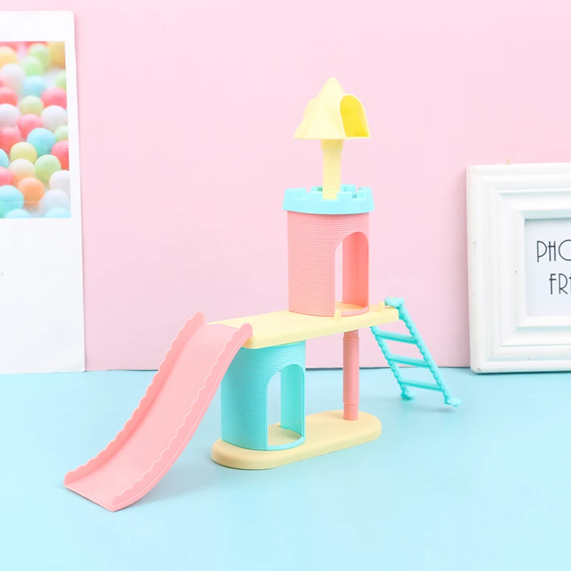 

1Set 1:12 Dollhouse Miniature Amusement Park Slide Castle Scene Facilities Model Accessories DIY Dollhouse Decor Ornaments Toys