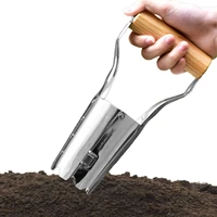 bulb planter tools depth marker handheld seedling remover planting utensil bulb transplanter with wooden handle garden tool