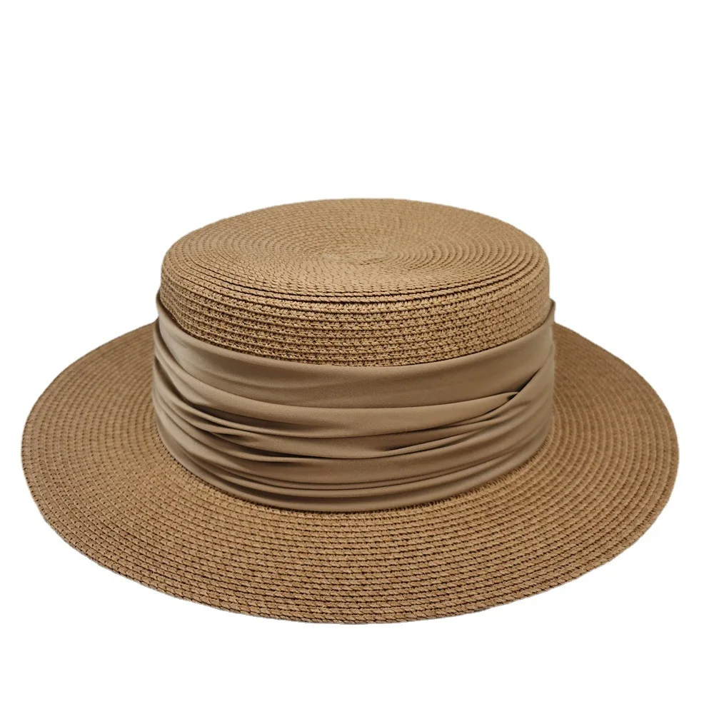 

Simple Flat Top Hat Summer Women's Vintage Bowler Hat Seaside Vacation Sun Hat