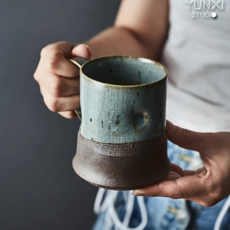 

Керамическая кружка ручной работы в японском стиле, большая емкость, унисекс, керамическая чашка для воды, домашняя, ретро, Офисная кофейная чашка
