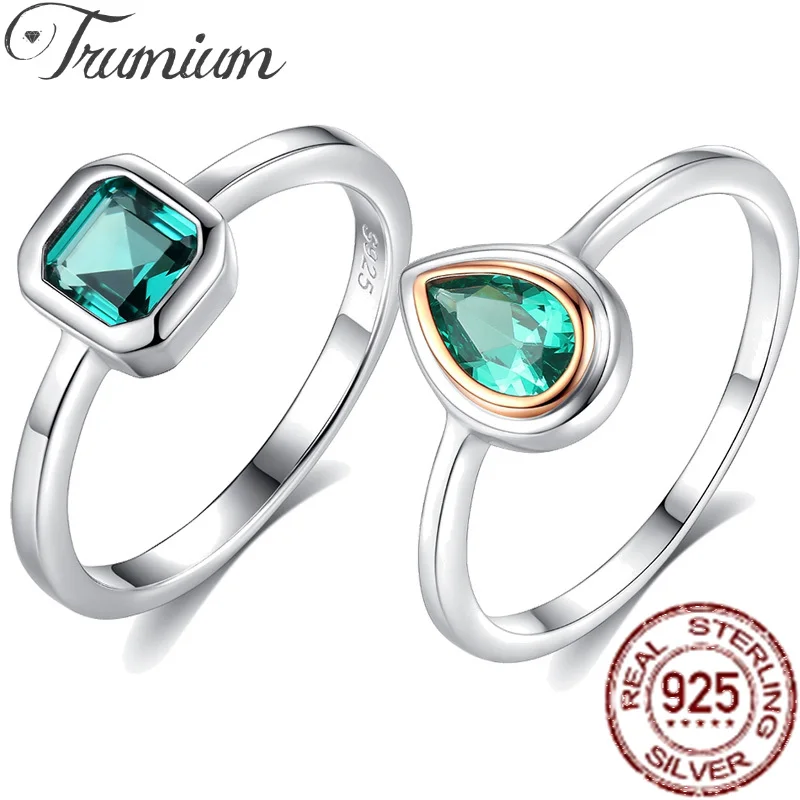 

Trumium Green Crystal Timeless Elegance Rings For Women 925 Sterling Silver Ring Wedding Party Gift Fine Jewelry Free Engraving