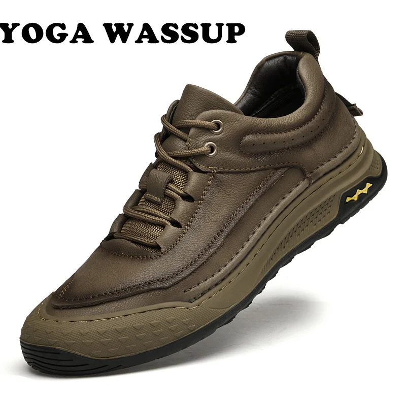 YOGA WASSUP-Мужская обувь из воловьей кожи мягкие повседневные кроссовки высокое