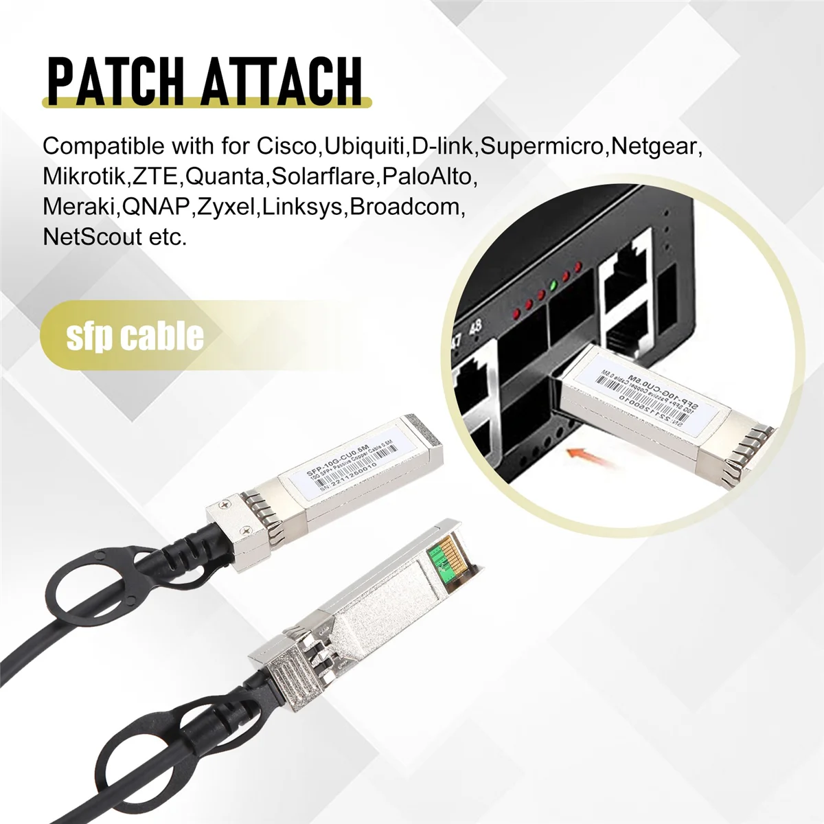 10G SFP + Twinax кабель прямой медный (DAC) 10GBASE Пассивный для фоторяда Ubiquiti D-Link (0 5 м)