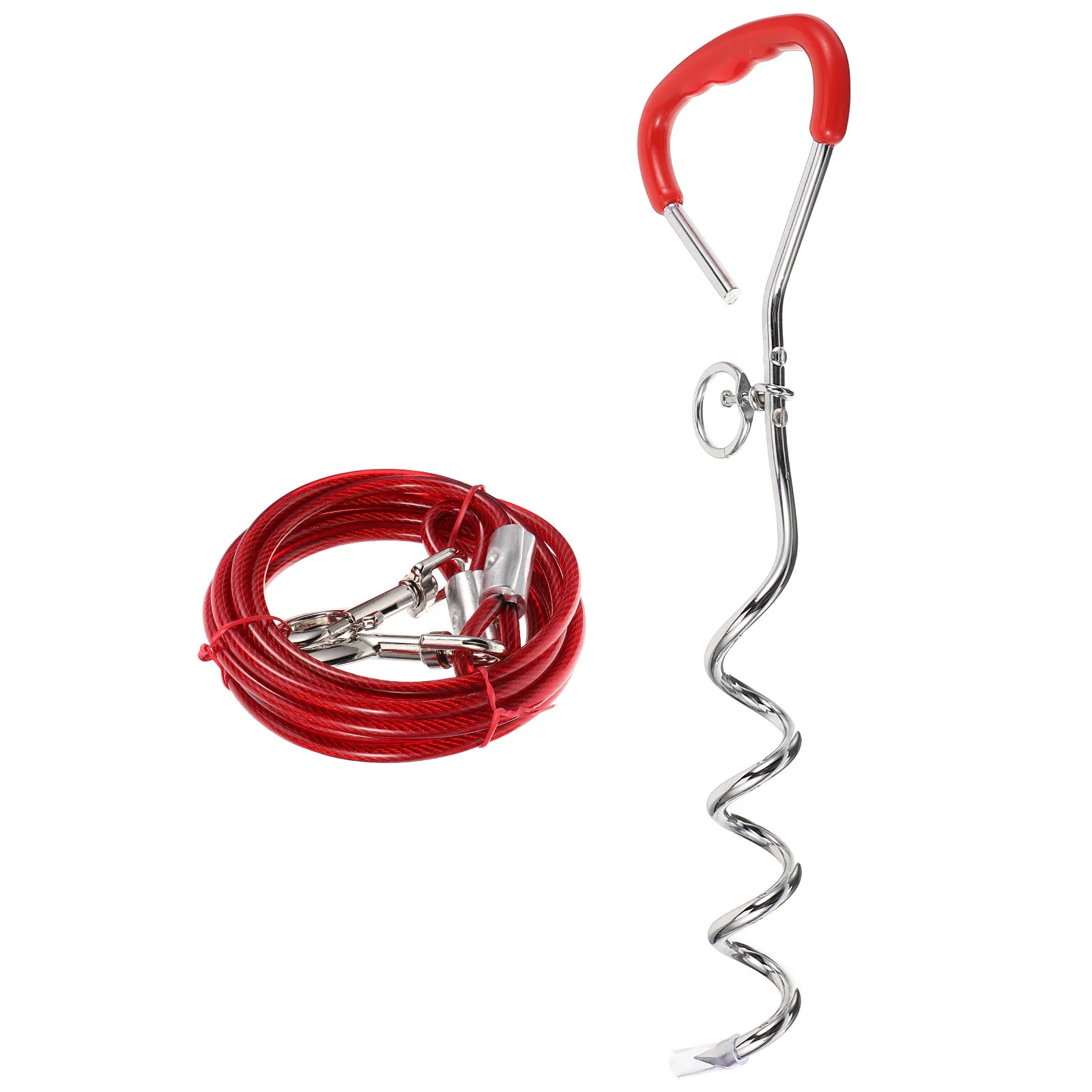

Dog Tie Stake Spiral Ground Anchor Heavy Duty Stakes Tethered Metal Out Dogs Chrome Anchors Yard