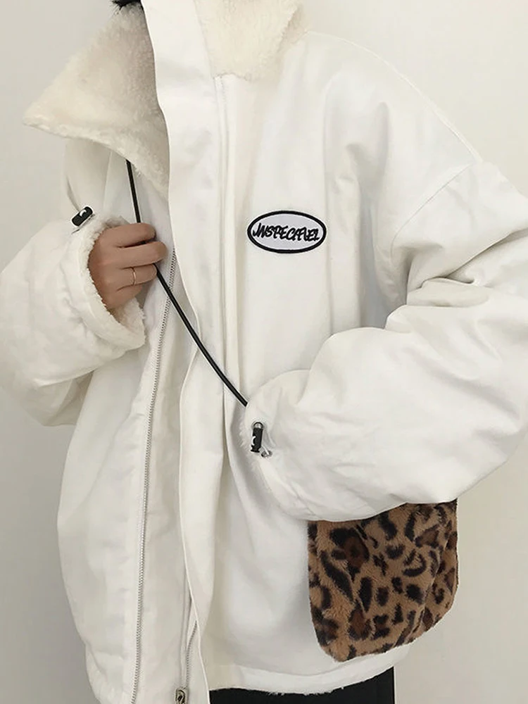 Oversize Jacket Women Winter Warm Coat Ladies Both Sides Wear Lamb Velvet Cotton Clothing Female Fashion Zipper Top Abrigo Mujer