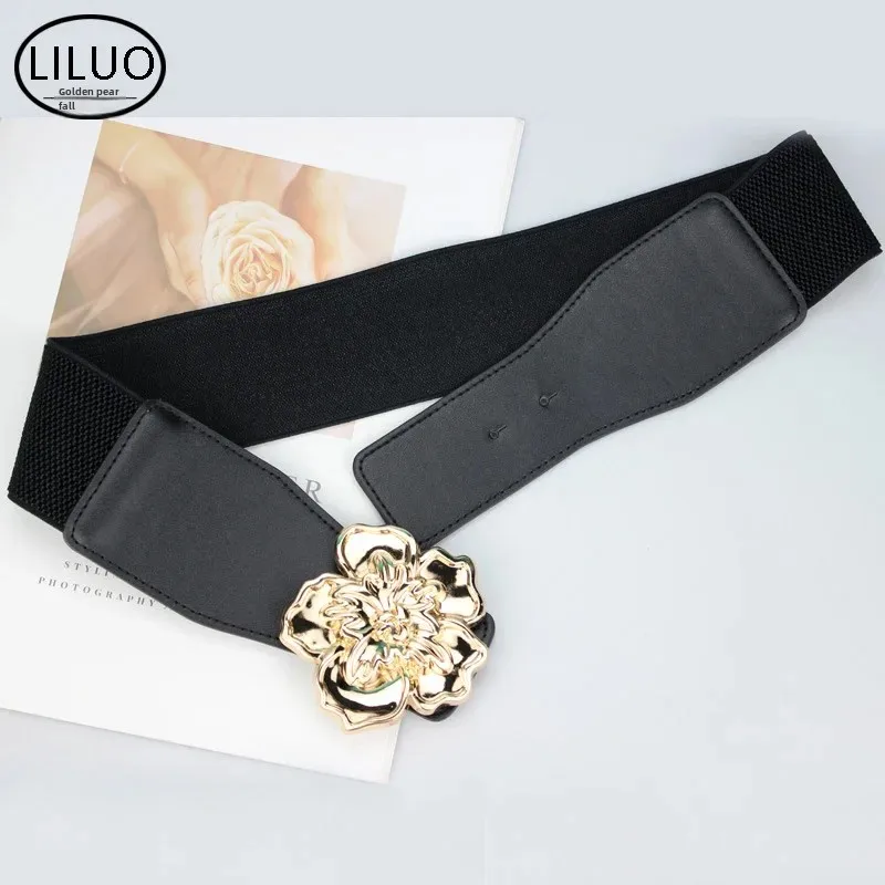Широкий эластичный пояс с цветочным украшением для платья пальто пуховика
