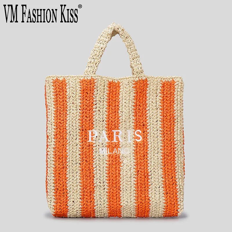 

High Quality New Luxury Design Plaited Raffia Straw Bag 36 Casual Tote Handbag Hollow Summer Beach Vacation Shoulder Bags