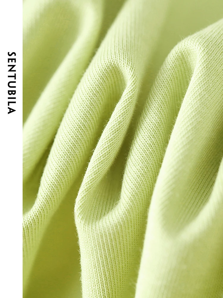 SENTUBILA однотонная хлопковая футболка с круглым вырезом повседневные тонкие