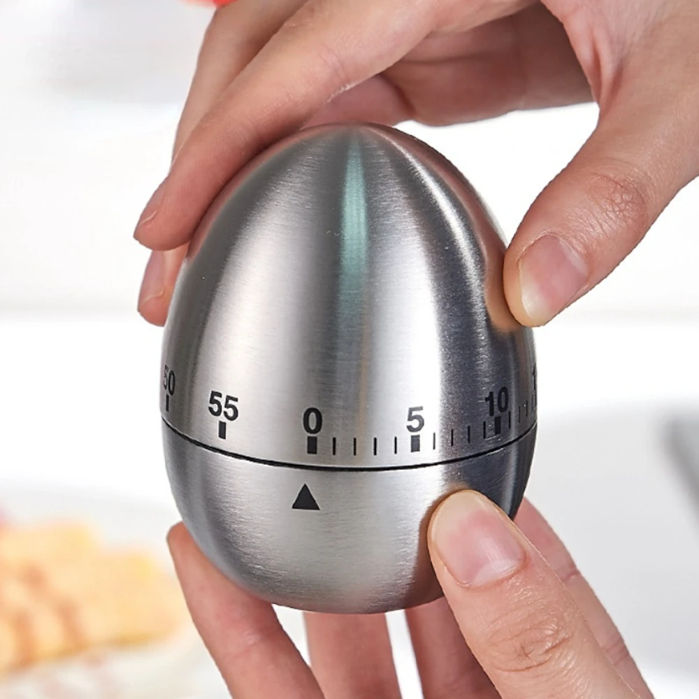 

Kitchen Supplies Stainless Steel Egg and Apple Clock Kitchen Timer Alarm Count Up Down Clock 60 Minute Countdown Cooking Timer