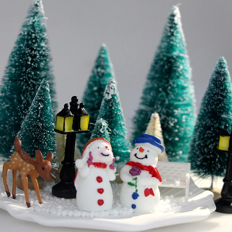 

31Pcs/Set Dollhouse Miniature Christmas Tree Snowman Street Lamp Elk Park Bench DIY Doll Houses Christmas Decoration Accessories