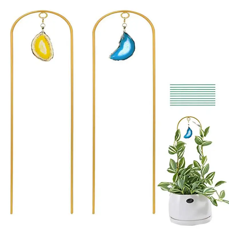 

Indoor Plant Trellis Small Trellis For Potted Plants With Agate Pendant Set Of 2 Small Garden Trellis For Potted Plant DIY Plant