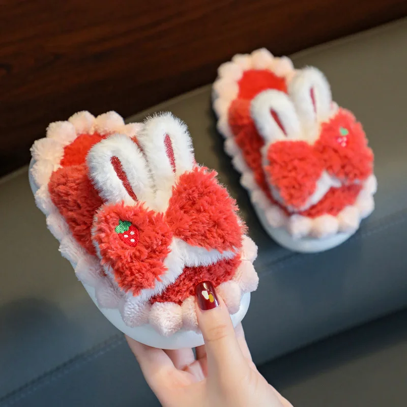 Зимние Теплые Детские Плюшевые Тапочки С Рисунком Принцессы Бантом Унисекс