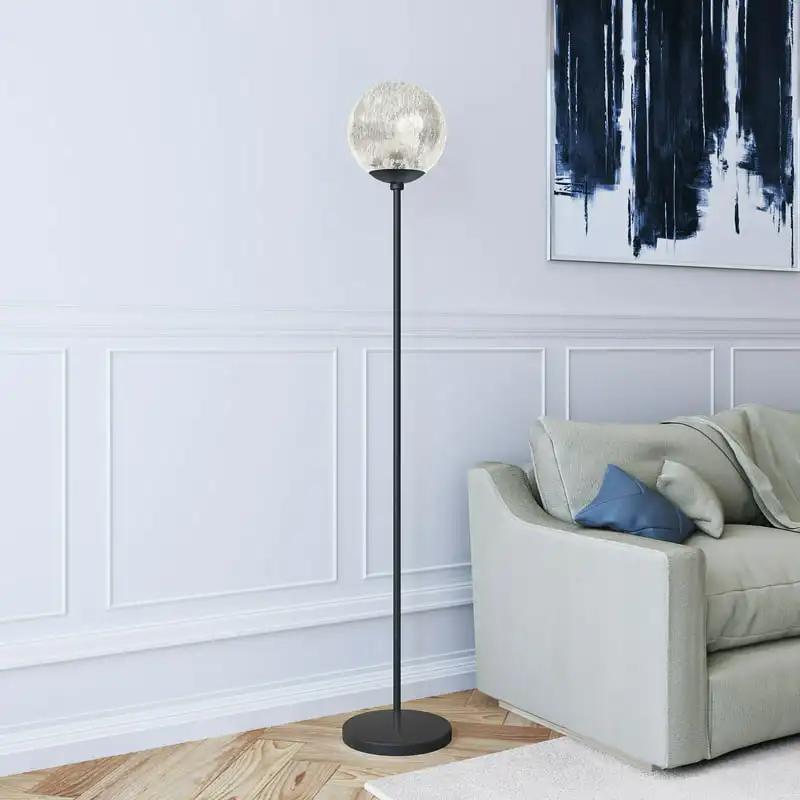 

Traditional Metal Floor Lamp with mercury Glass Shade