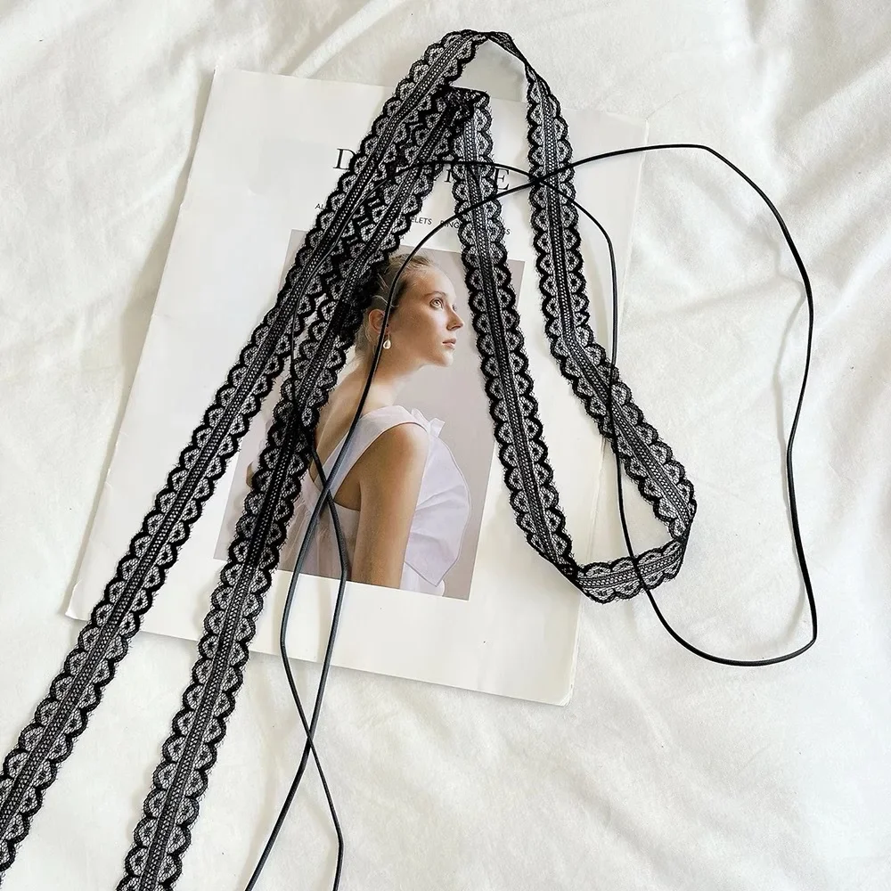 Очаровательное черно-белое кружевное многослойное колье-чокер verstyle Длинная