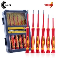 6pcs insulated screwdriver set vde precision screwdriver magnetic slotted phillips bits for electrician hand tool
