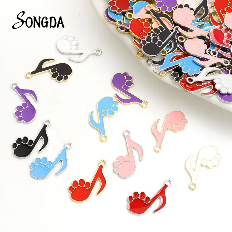 

10pcs Cute Cartoon Cat Paw Dog Claw Enamel Charms Drip Oil Musical Note Pendants for DIY Necklace Jewelry Making Findings Craft