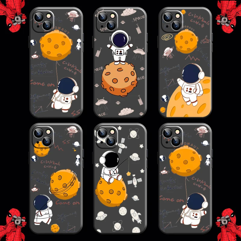 

Astronaut Yellow Planet Formula Phone Case For iPhone 11 12 13 Pro MAX 6 6S 7 8 Plus X XS XR Mini SE 2020 Liquid Silicon Back