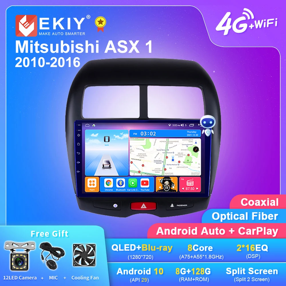 EKIY T7 QLED Android автомобильное радио для Mitsubishi ASX 1 2010 - 2016 Автомобильный