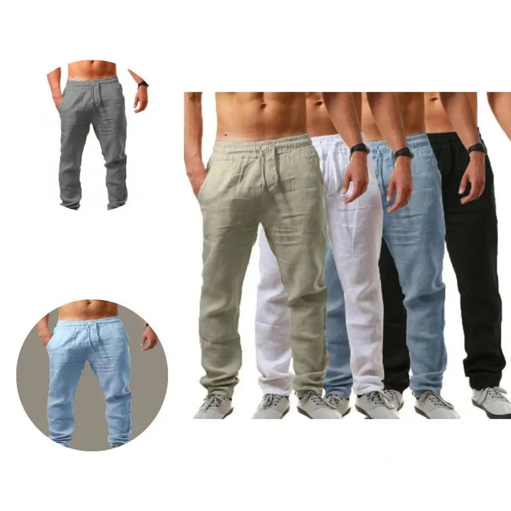 

Fashion Long Pants Straight Shrink Resistant Men Pants Breathable Loose Joggers Pants
