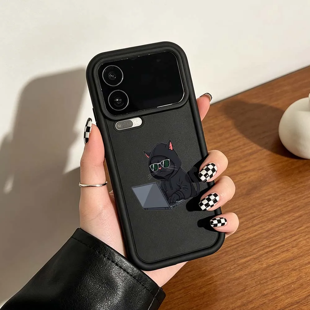 Фото Чехол для телефона с мультяшным черным котом-хакером для Xiaomi Mi 17 15 14 13 12 11 12T 13T 14T Pro Max Lite NE 5G Eye Ladder №5