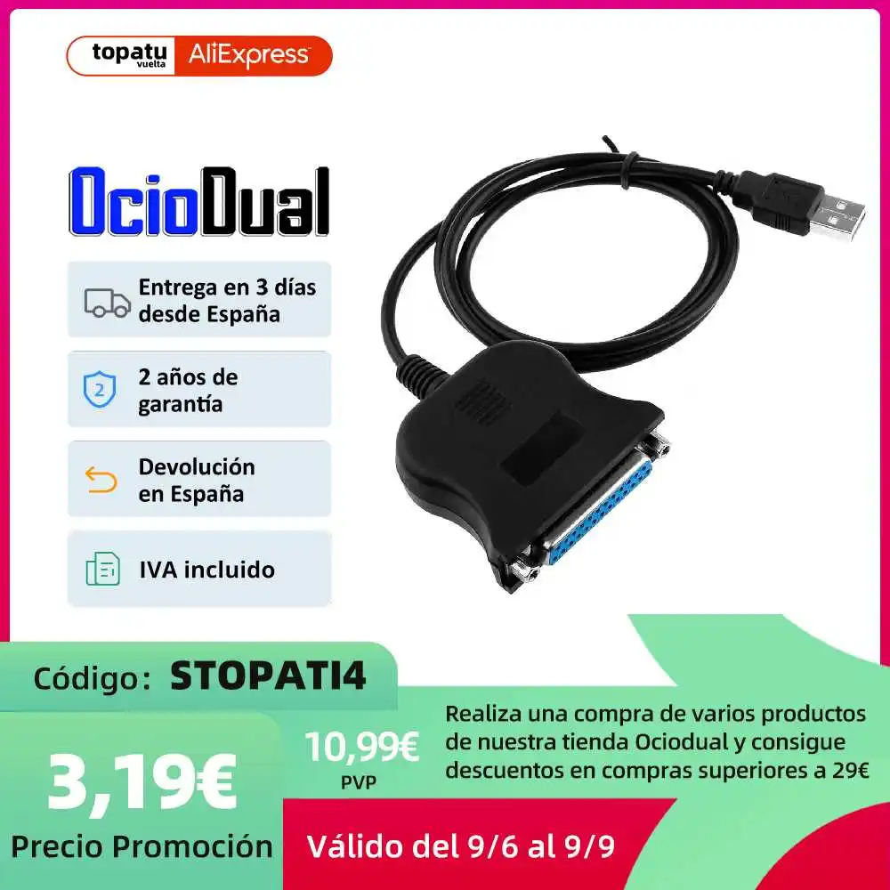 Тип USB Папа-папа DB-25 Pin DB25 женский параллельного Порты и разъёмы Кабель адаптер D-Sub
