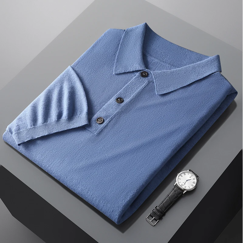 Мужская рубашка-поло с коротким рукавом рубашка из искусственной шерсти