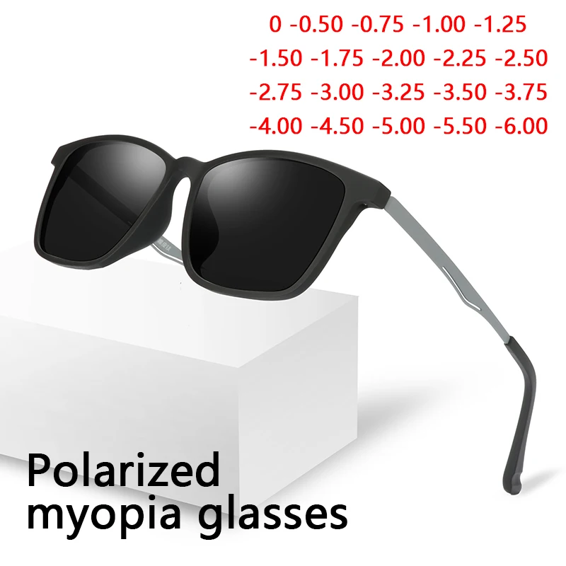 Купи Retro Myopia Lens Square Sunglasses Men Polarized Metal Driver Prescription Sunglasses Women 0 -0.5 -0.75 -1.0 To -6.0 за 1,199 рублей в магазине AliExpress