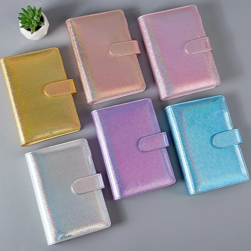 

2022 Macaron Glitter Laser A5 A6 DIY Binder Notebook Cover Diary Agenda Planner Paper Cover School Stationery