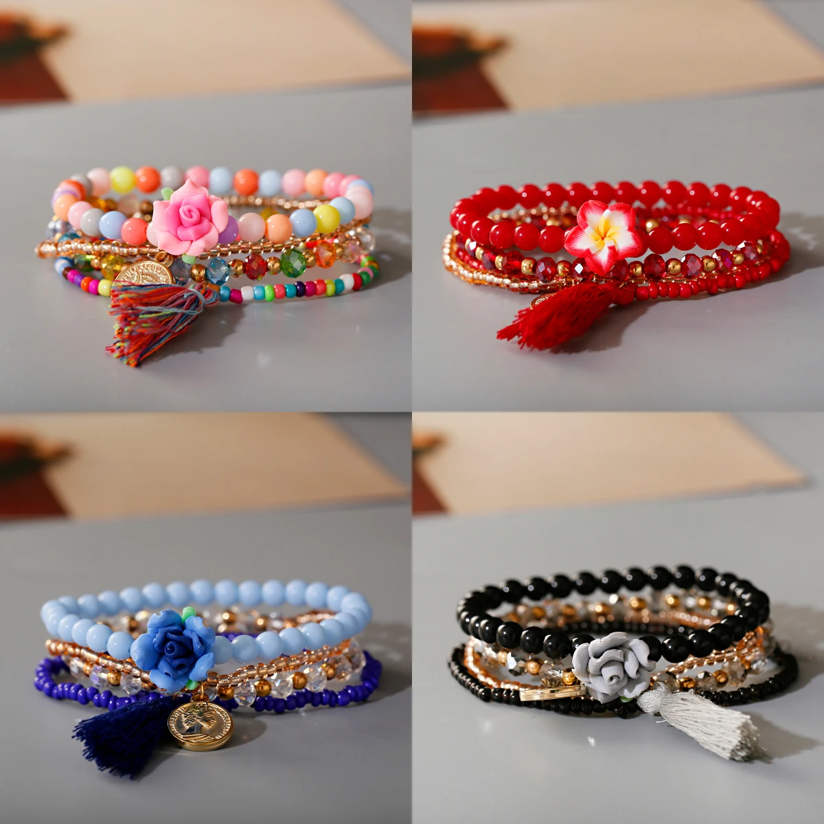 

Boho Flower of Multi Layered Bracelets For Women Bohemian Crystal Seed Beads Bracelets African Jewelry Pulseras Mujer Gift