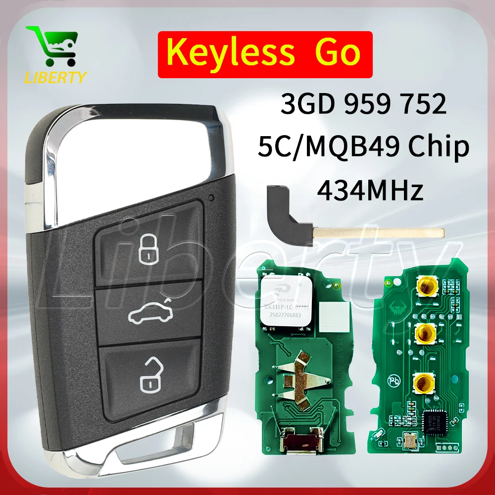 

Умный дистанционный ключ Libertyt 3GD 959 752 5C/MQB49 чип для VW Volkswgen Magotan Passat B8 Superb A7 2019 Oct + бесконтактная карта
