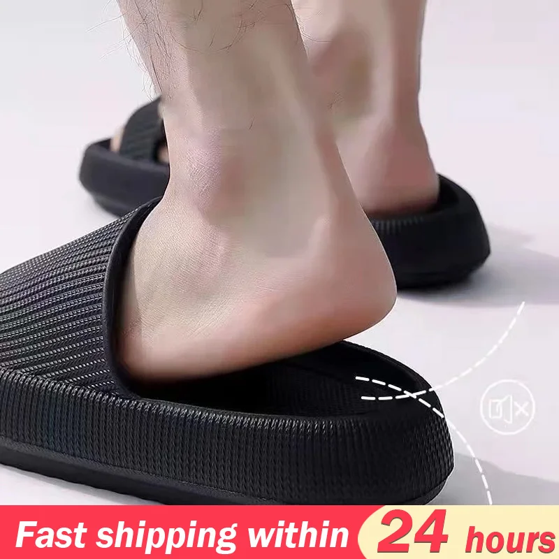 

Soft Eva Men Home Slippers Summer 2023 Indoor Bathroom Slippers Thick Sole Sandals Hotel Solid Color Women Flip Flops Flat Shoes