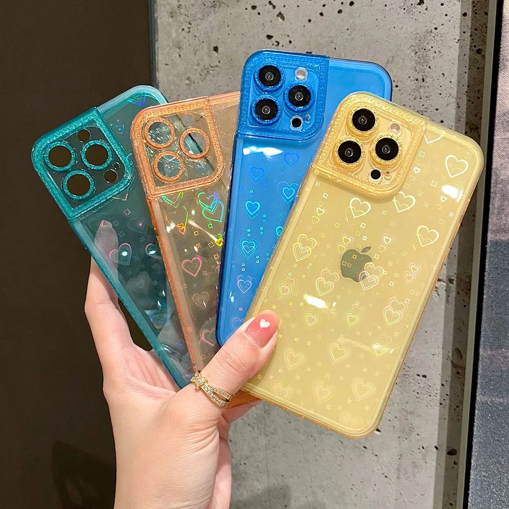 

Case For iPhone 11 Funda Luxury Transparent Coque iPhone 11 Pro 13 Pro Max 12 Mini X XR XS Max 7 8 Plus SE 2020 Love Heart Cover