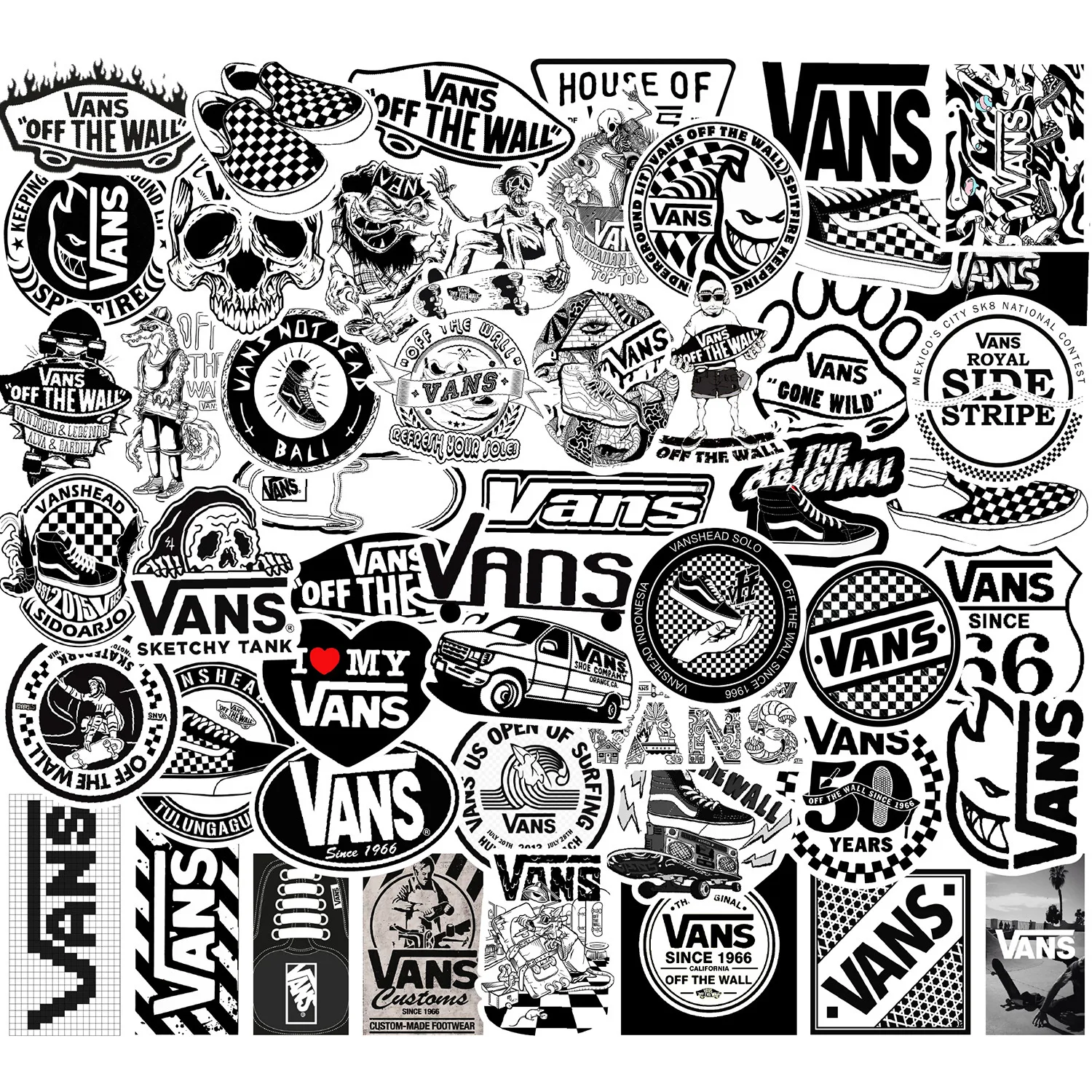 

50pcs Non-repeating Personality Cool Tide Sneakers Skateboard Notebook Car Waterproof Stickers
