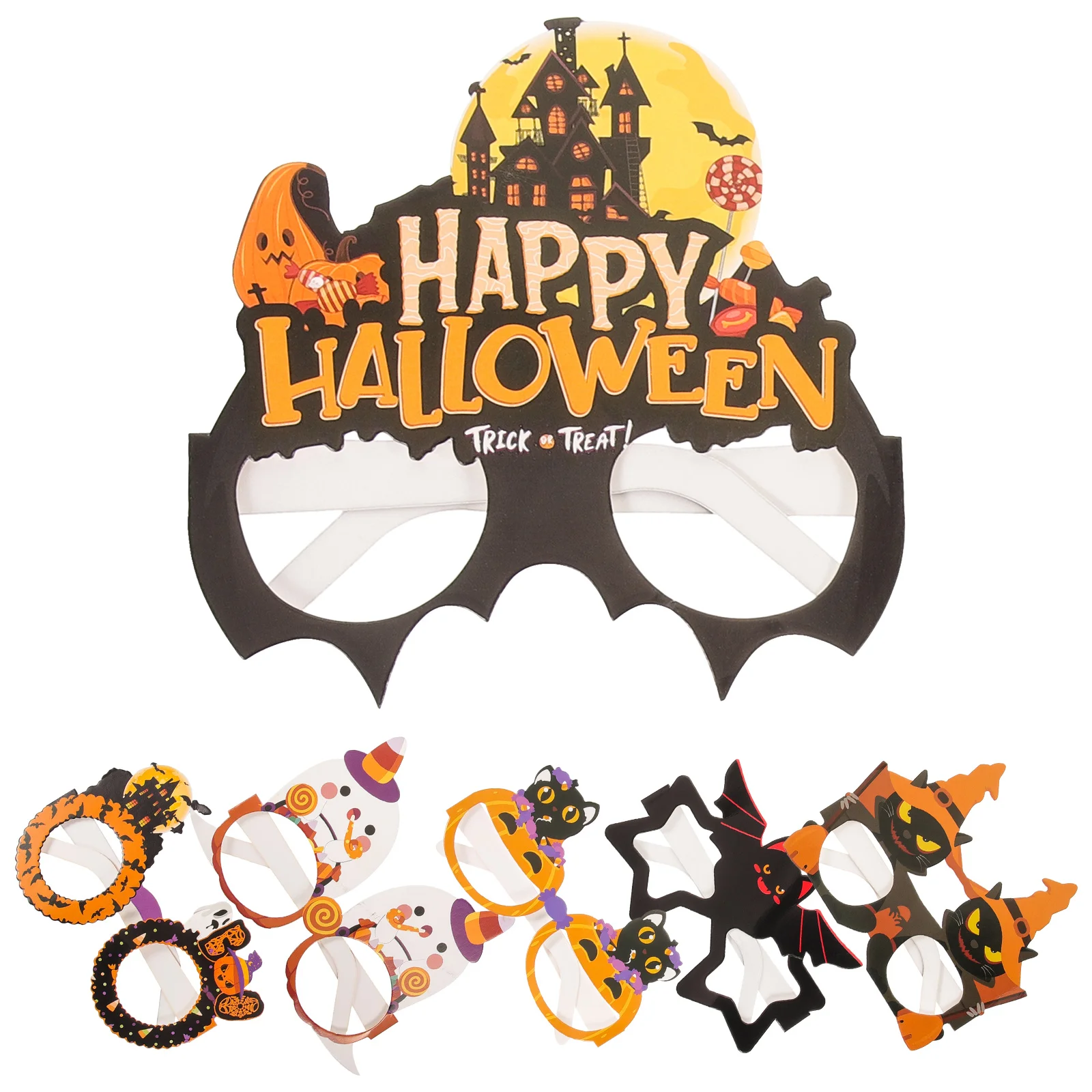 

6pcs Halloween Paper Eyeglasses Novelty Eyewear Cosplay Eyeglasses Photo Props