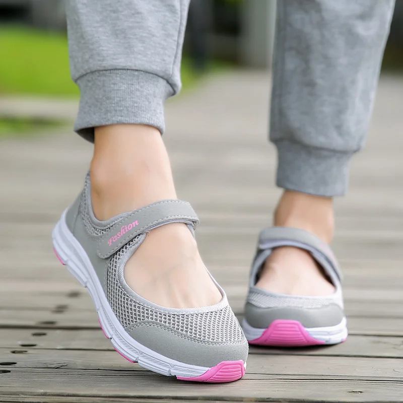 

New Summer Breathable Women Sneakers Healthy Walking Mary Jane Shoes Sporty Mesh Sport Running Mother Gift Light Flats 35-42