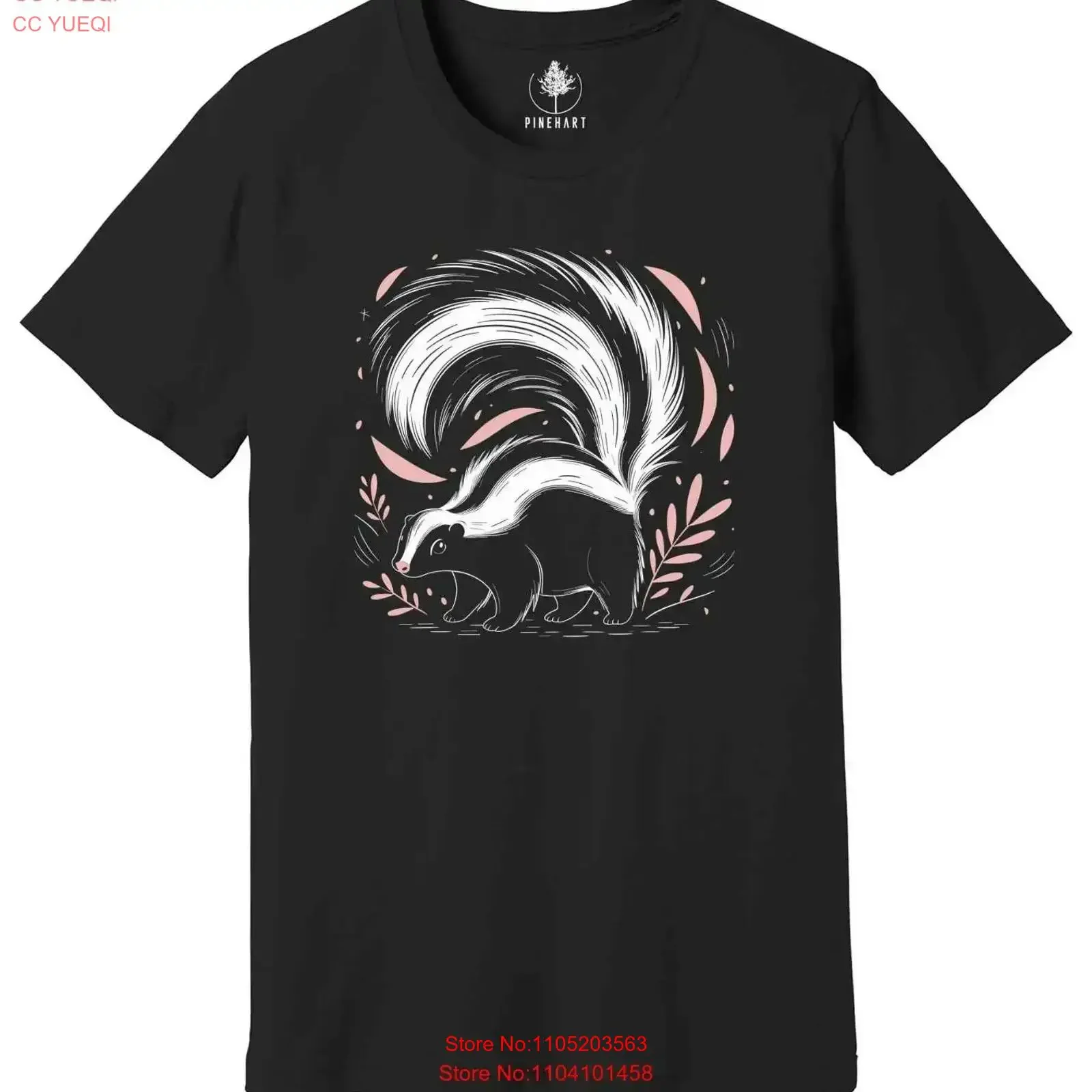 Фото Футболка Skunk с милыми юнгами и животными, винтажная тема с эскизом, винтажная стираная, удобная, универсальная, слегка повседневная уличная одежда с графикой №1