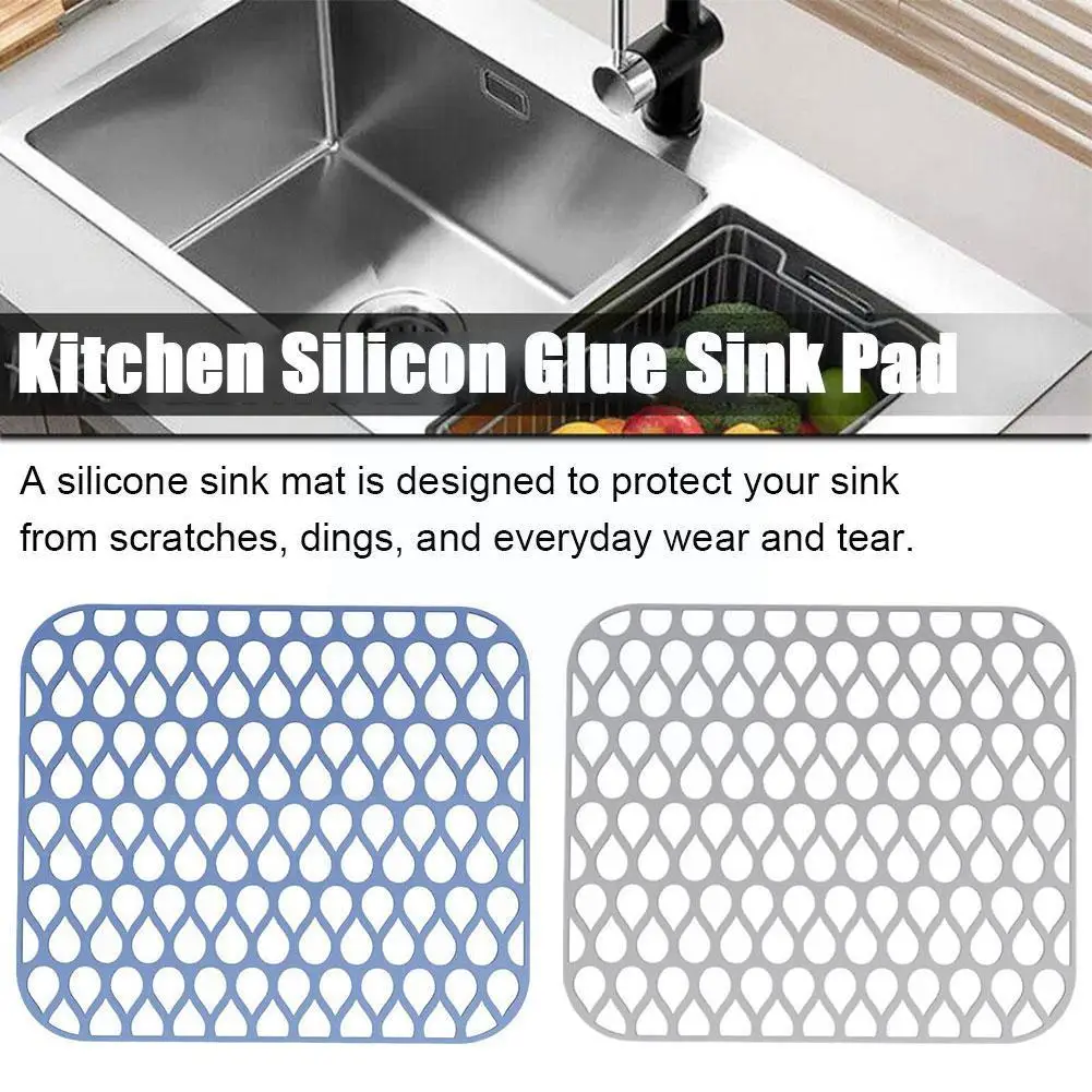 

Silicone Protector Mat For Bottom Kitchen Sink No-Slip Scratch-Resistant Drain Grid Mat For Farmhouse Kitchen Silicone Sink E0W2