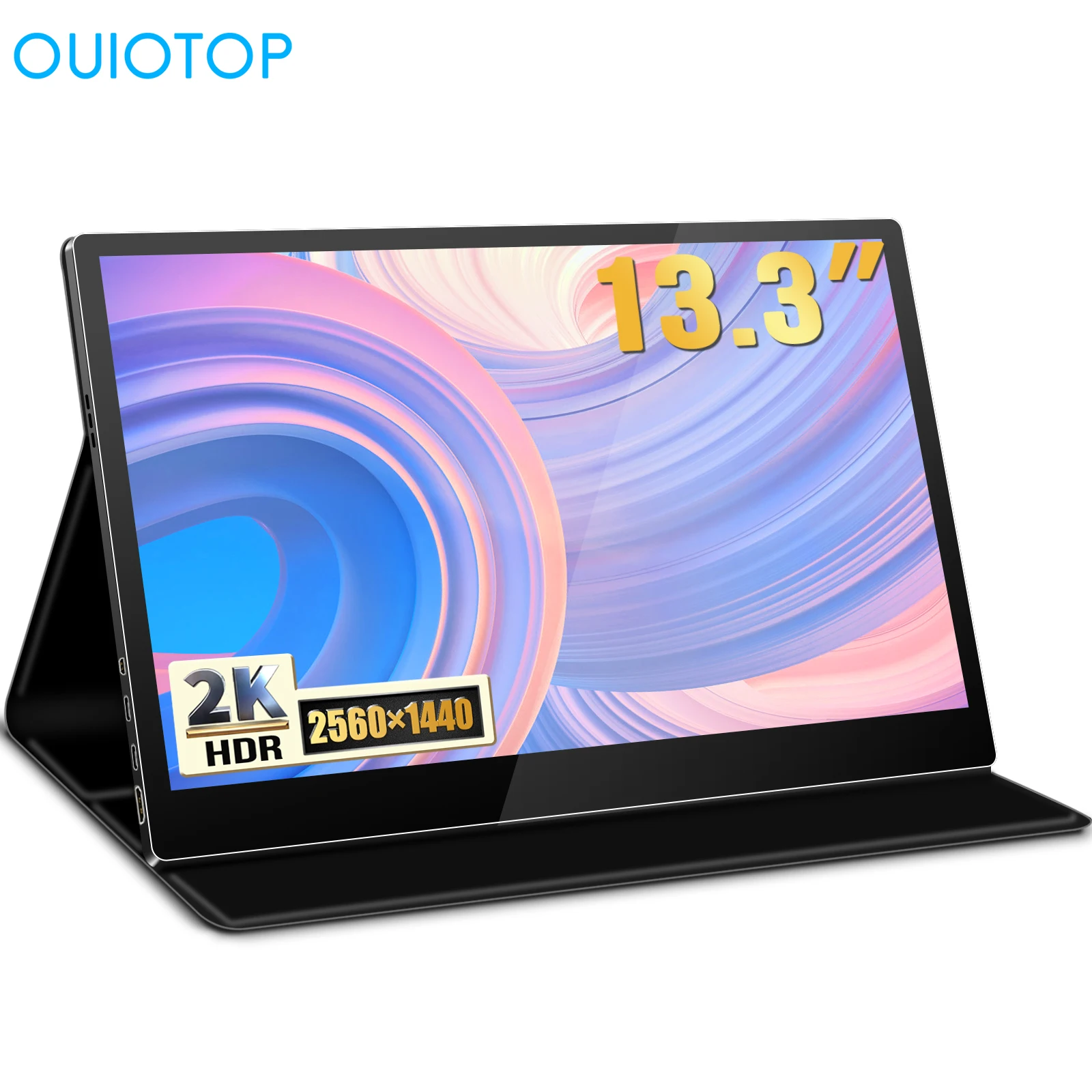 

Портативный монитор 13,3 дюйма, 2K, IPS экран, монитор для компьютера, ноутбука, игровой внешний дисплей типа C для Mac, ПК, телефона, Xbox, PS5, PS4