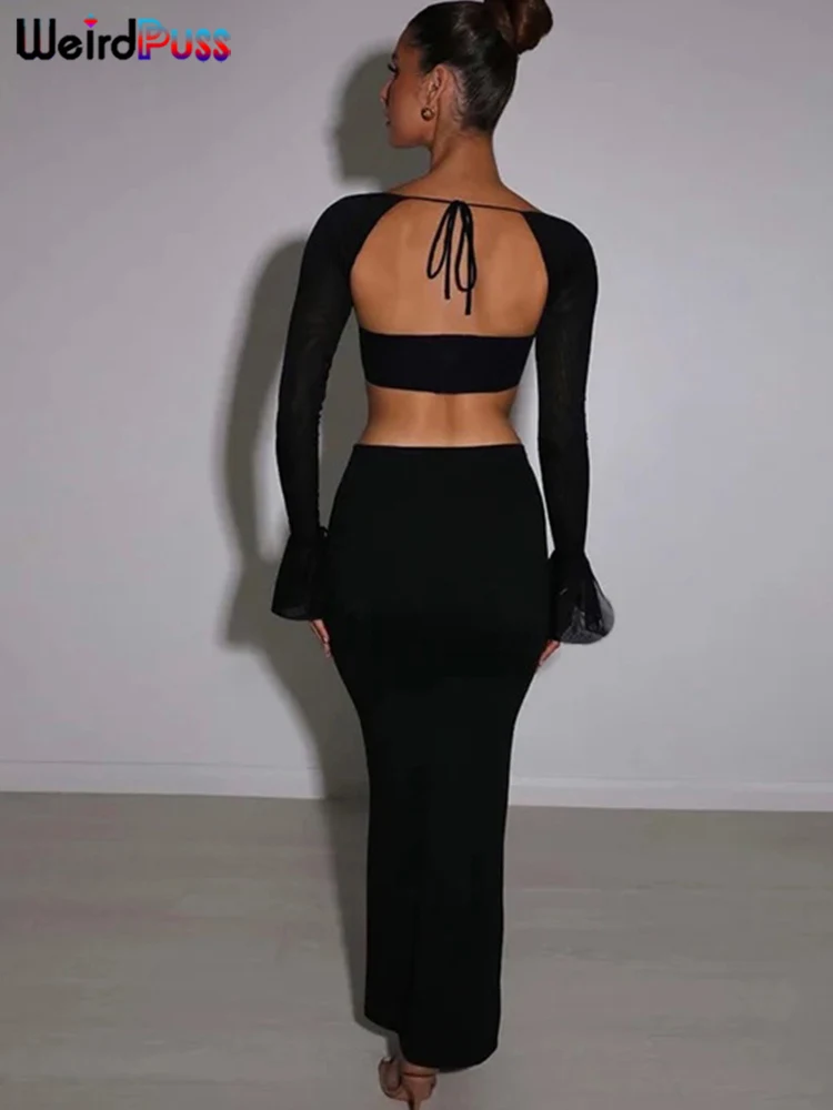 Weird Puss Сексуальный комплект из 2 предметов для женщин с сетчатыми рукавами и