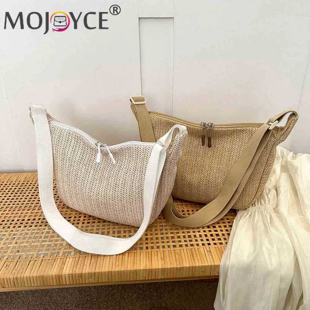 

Fashion Shopping Bag Versatile Ladies Hobo Bag Straw Breathable Large Capacity Lightweight All-match for Women Vacation Travel