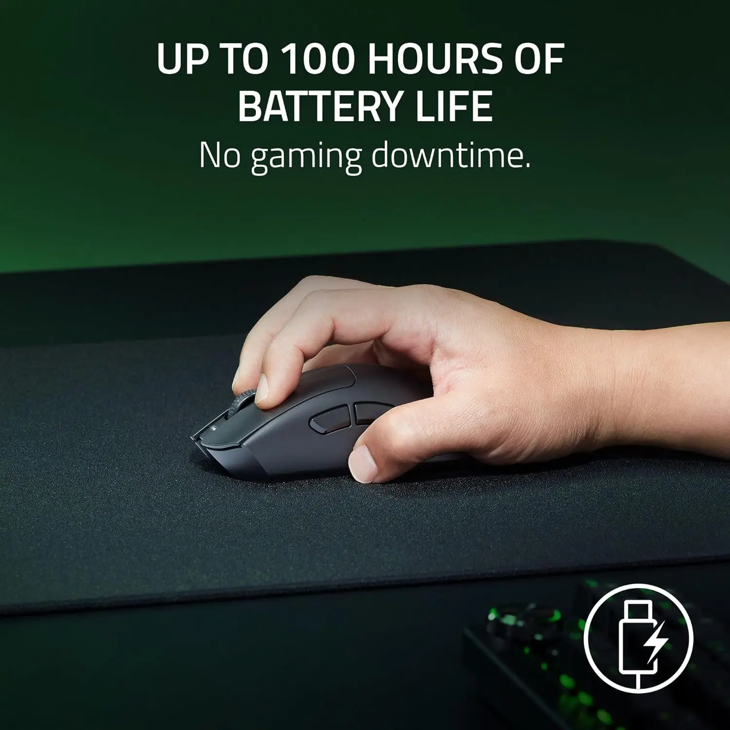 Фото Беспроводная игровая мышь DeathAdder V3 HyperSpeed, легкая (55 г), программируемая мышь Razer, мышь с длительным сроком службы №3