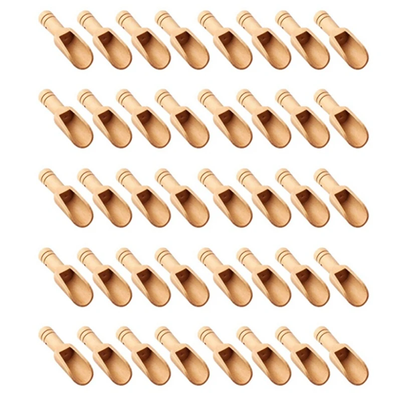 

Новинка-40 шт. мини деревянная ложка, мини ложка для соли для ванны, деревянная ложка для мытья порошка, набор ложек детская ложка