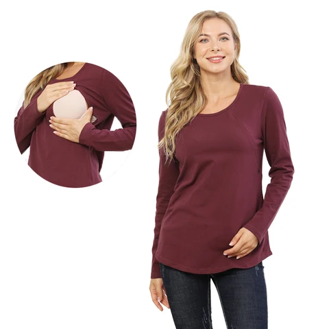 Одежда для беременных больших размеров, топы для грудного вскармливания, весенне-осенние свободные рубашки с длинными рукавами для беременных, футболка для кормящих женщин