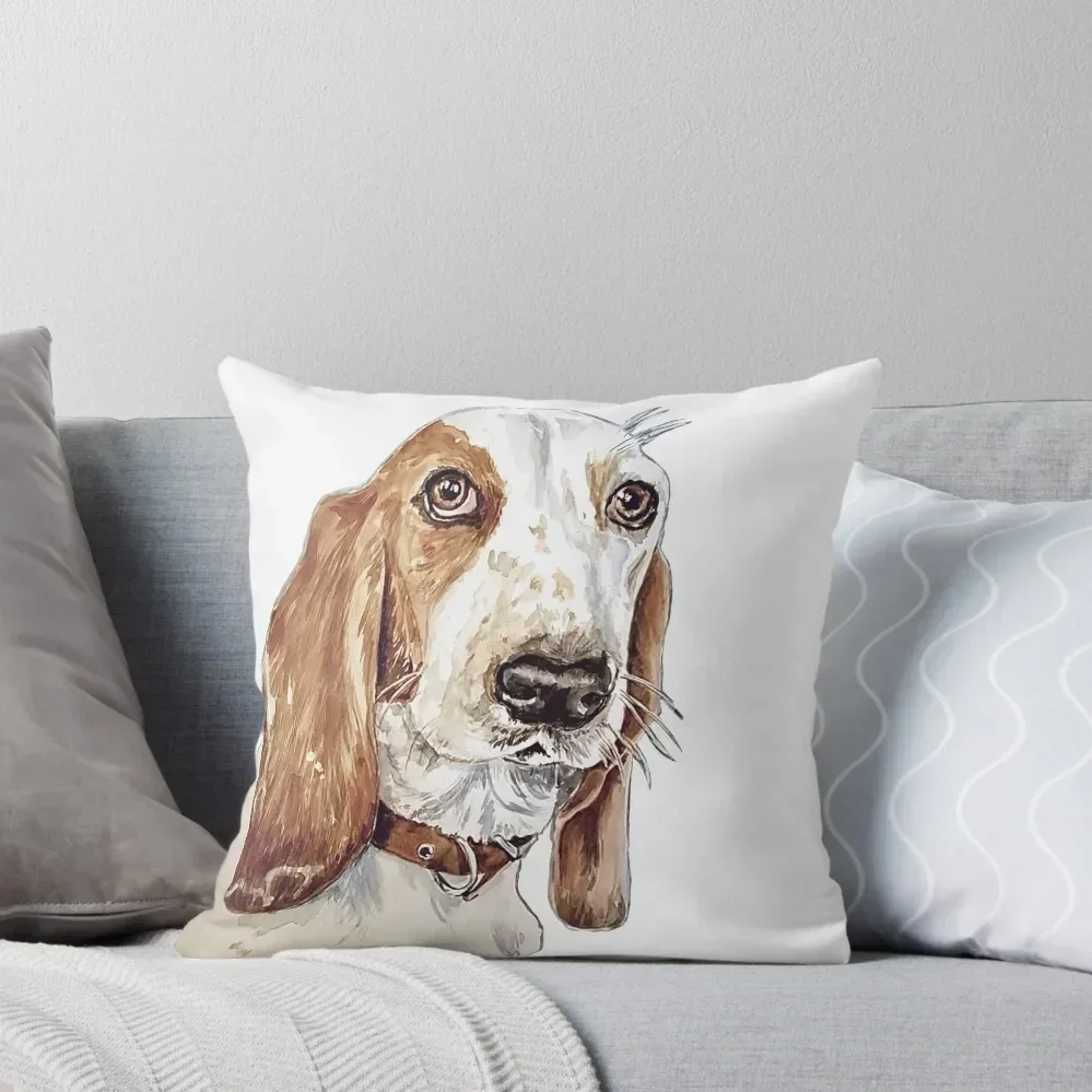 Фото Bassett Hound акварельная декоративная подушка рождественские подушки наволочки декоративная клетчатая диванная подушка детская подушка №1